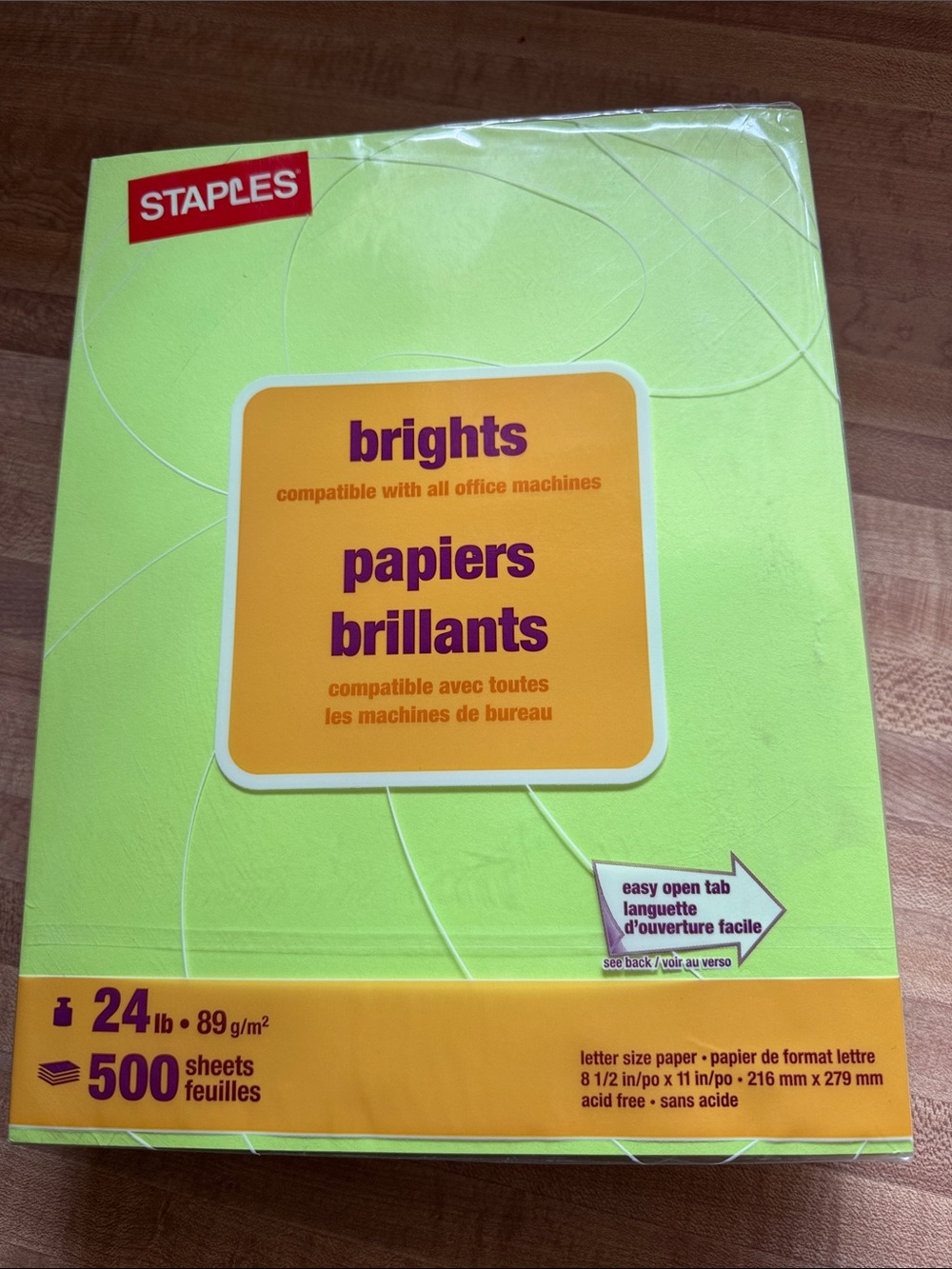 Staples Brights Light Green Letter-Size Copy Paper - 500 Sheets